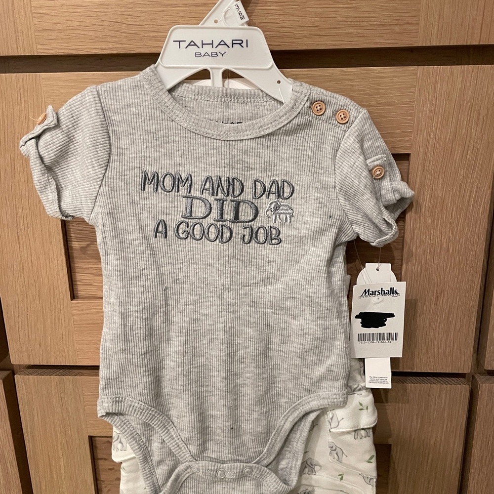 Tahari Baby Gray Onesie with Text